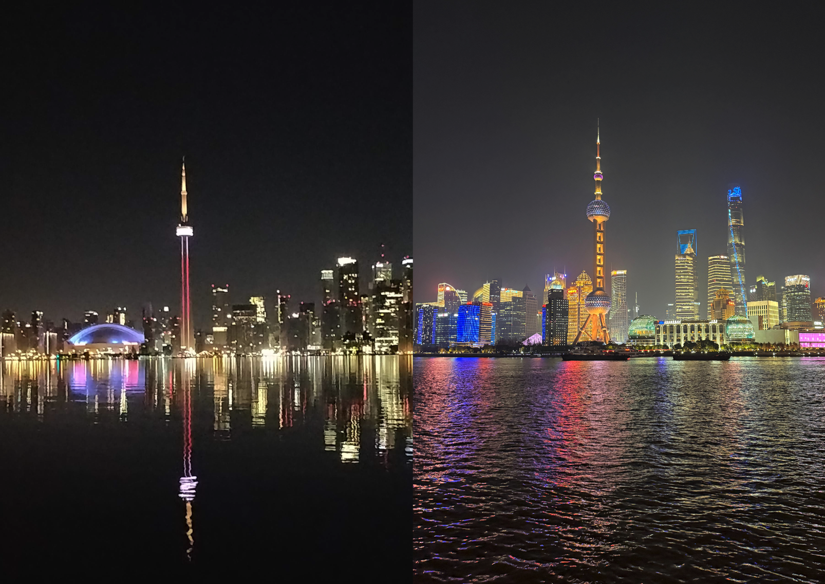 Toronto and Shanghai skylines